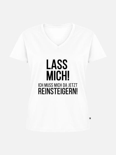 Lass Mich! - Frauen Premium Bio T-Shirt mit V-Ausschnitt - Weiß
