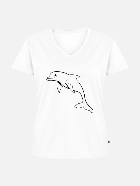 delfin süss springen - Frauen Premium Bio T-Shirt mit V-Ausschnitt - Weiß