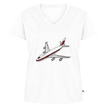 Jumbo - Frauen Premium Bio T-Shirt mit V-Ausschnitt - Weiß - Vorne - AI Model Female 172 dark (172cm)