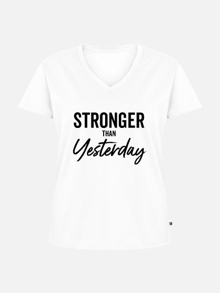 Stärker als gestern - Frauen Premium Bio T-Shirt mit V-Ausschnitt - Weiß