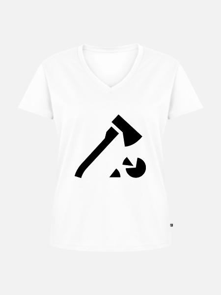 Holz hacken - Frauen Premium Bio T-Shirt mit V-Ausschnitt - Weiß