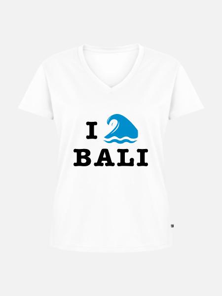 I Love Bali - Frauen Premium Bio T-Shirt mit V-Ausschnitt - Weiß