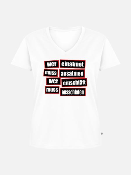 Spruch Schlafmütze - Frauen Premium Bio T-Shirt mit V-Ausschnitt - Weiß