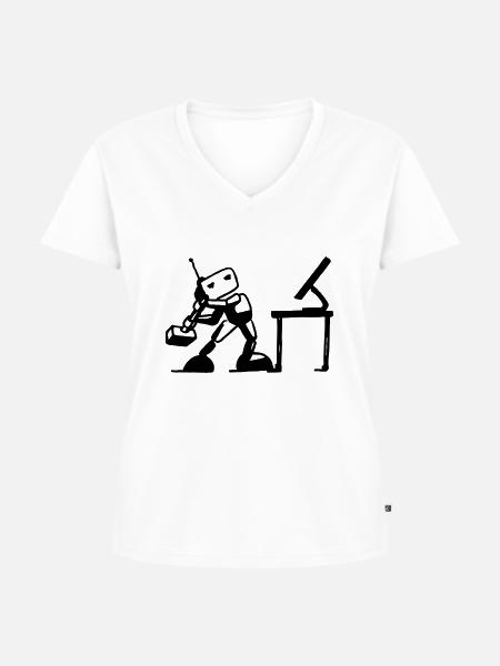 Robot-Rebelle - Frauen Premium Bio T-Shirt mit V-Ausschnitt - Weiß