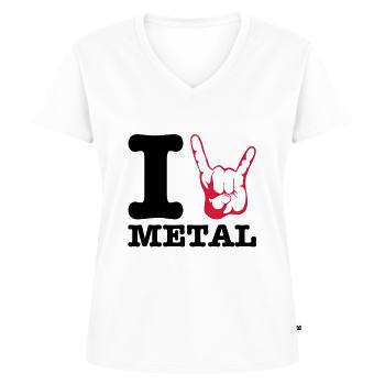 I love Metal !!! Horns - Frauen Premium Bio T-Shirt mit V-Ausschnitt - Weiß - Vorne - AI Model Female 172 dark (172cm)