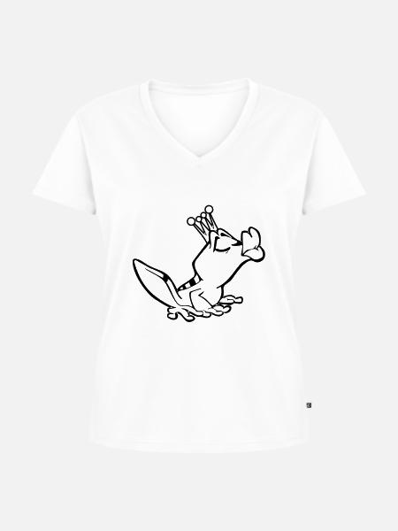 Froschkönig - Frauen Premium Bio T-Shirt mit V-Ausschnitt - Weiß