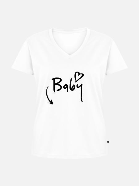 Babybauch - Frauen Premium Bio T-Shirt mit V-Ausschnitt - Weiß