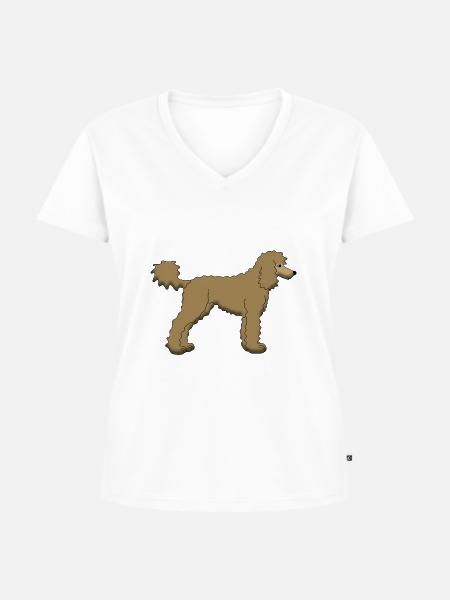 Pudel braun - Frauen Premium Bio T-Shirt mit V-Ausschnitt - Weiß