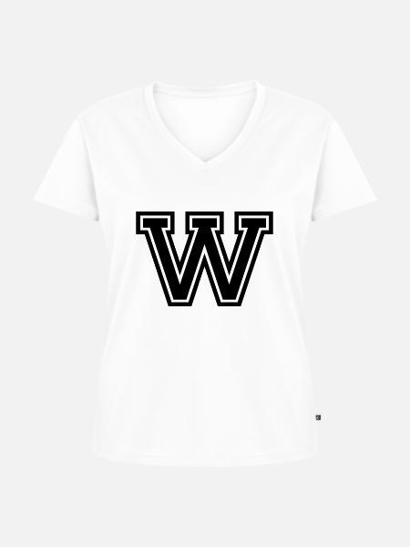 W - Frauen Premium Bio T-Shirt mit V-Ausschnitt - Weiß