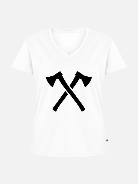 Gekreuzte Äxte - Frauen Premium Bio T-Shirt mit V-Ausschnitt - Weiß
