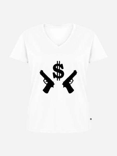 dollar - Frauen Premium Bio T-Shirt mit V-Ausschnitt - Weiß