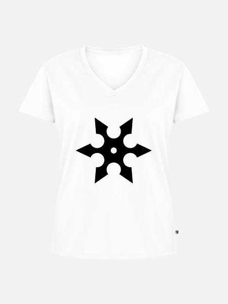 Wurfstern 1 - Frauen Premium Bio T-Shirt mit V-Ausschnitt - Weiß