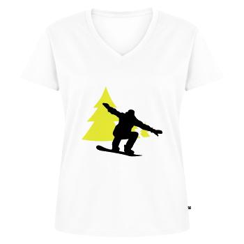 snowboarder trees - Frauen Premium Bio T-Shirt mit V-Ausschnitt - Weiß - Vorne - AI Model Female 172 dark (172cm)