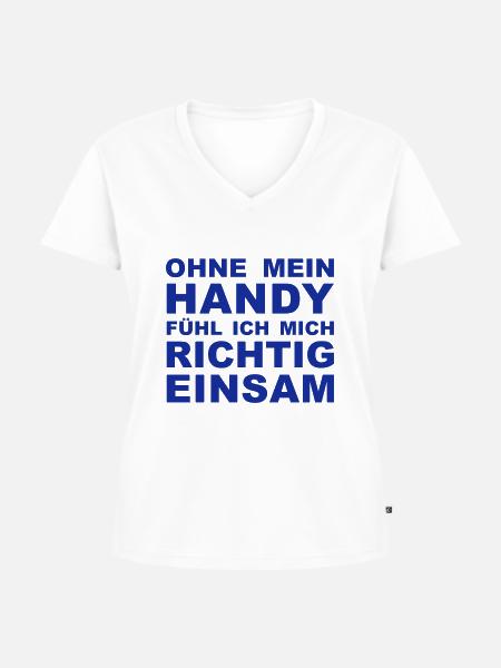 Einsam ohne Handy - Frauen Premium Bio T-Shirt mit V-Ausschnitt - Weiß