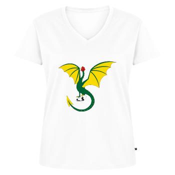 Jugger Basilisken Basel Merch - Frauen Premium Bio T-Shirt mit V-Ausschnitt - Weiß - Vorne - AI Model Female 172 dark (172cm)