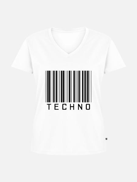 Techno Barcode - Frauen Premium Bio T-Shirt mit V-Ausschnitt - Weiß