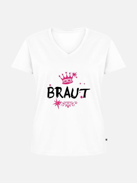 Braut - Frauen Premium Bio T-Shirt mit V-Ausschnitt - Weiß
