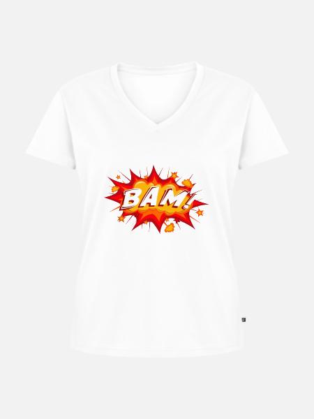 BAM - Frauen Premium Bio T-Shirt mit V-Ausschnitt - Weiß