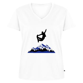 Snowboarder und Berge, snowboarding - Frauen Premium Bio T-Shirt mit V-Ausschnitt - Weiß - Vorne - AI Model Female 172 dark (172cm)