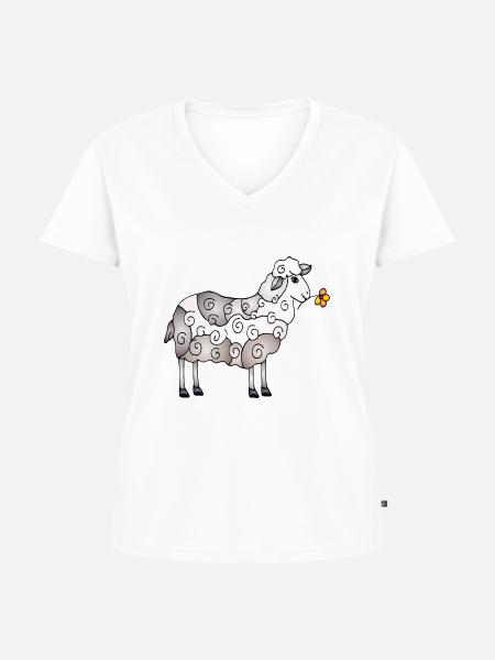 Schaf - Frauen Premium Bio T-Shirt mit V-Ausschnitt - Weiß