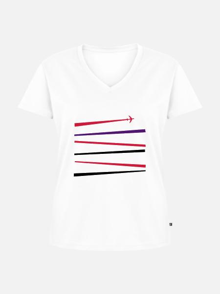 airplane - Frauen Premium Bio T-Shirt mit V-Ausschnitt - Weiß