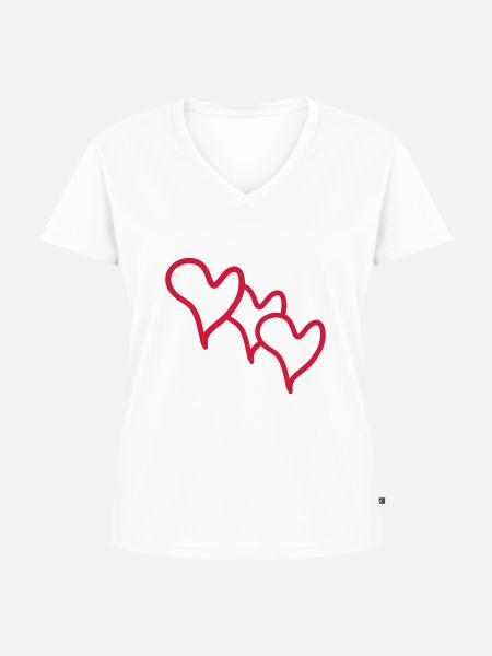 herzen - Frauen Premium Bio T-Shirt mit V-Ausschnitt - Weiß
