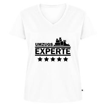 Umzugs Experte - Frauen Premium Bio T-Shirt mit V-Ausschnitt - Weiß - Vorne - AI Model Female 172 dark (172cm)