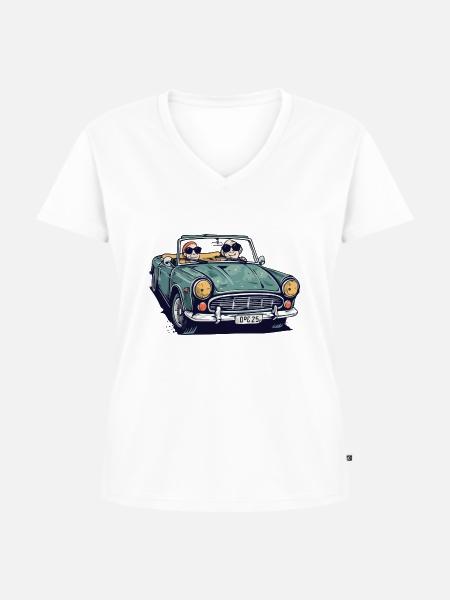 Denise und Roger im Cabrio - Frauen Premium Bio T-Shirt mit V-Ausschnitt - Weiß