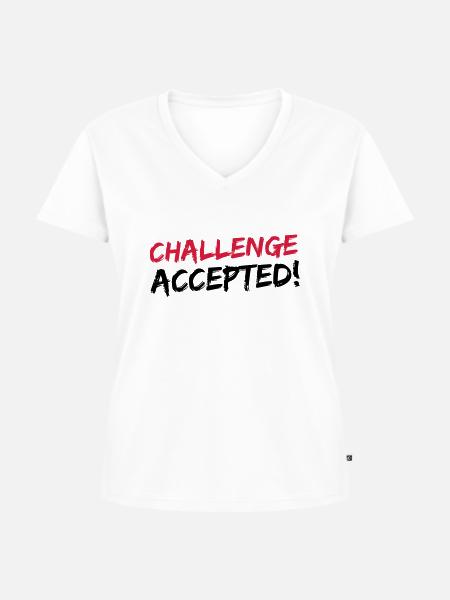 Challenge Accepted - Frauen Premium Bio T-Shirt mit V-Ausschnitt - Weiß