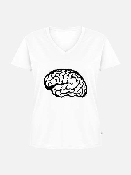 brain - Frauen Premium Bio T-Shirt mit V-Ausschnitt - Weiß