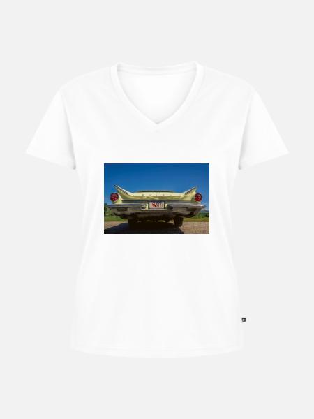 Oldtimer, Buick Car - Frauen Premium Bio T-Shirt mit V-Ausschnitt - Weiß