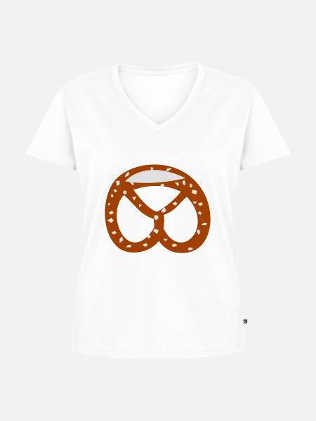 Pretzel - Frauen Premium Bio T-Shirt mit V-Ausschnitt - Weiß
