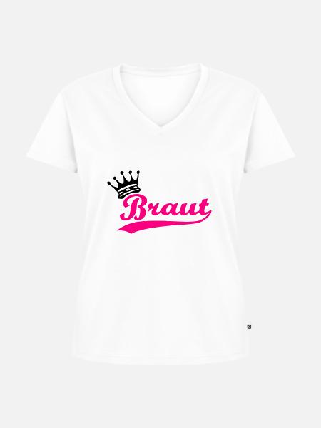 Braut - Frauen Premium Bio T-Shirt mit V-Ausschnitt - Weiß