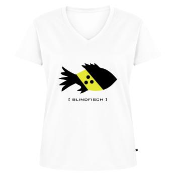 poissons aveugles, aveugles maladroit dork aveugle - T-shirt encolure en V Premium bio Femme - blanc - Devant - AI Model Female 172 dark (172cm)