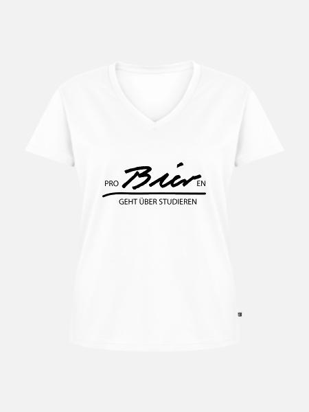 Probieren geht über studieren - Frauen Premium Bio T-Shirt mit V-Ausschnitt - Weiß