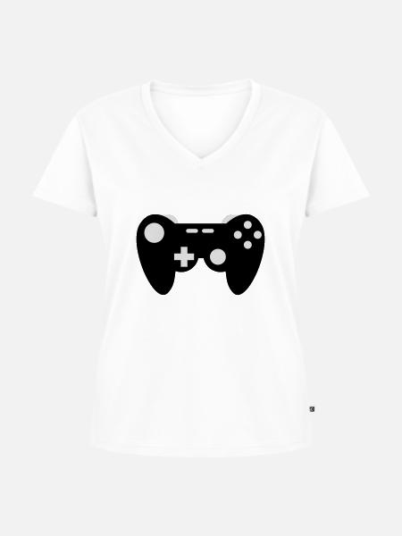 Gamepad - Frauen Premium Bio T-Shirt mit V-Ausschnitt - Weiß