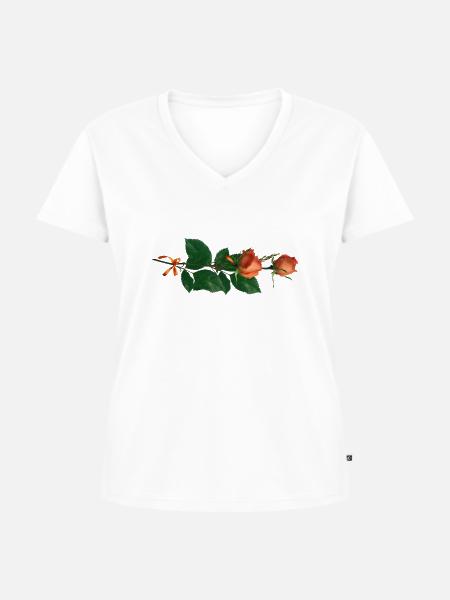 Rose - Frauen Premium Bio T-Shirt mit V-Ausschnitt - Weiß