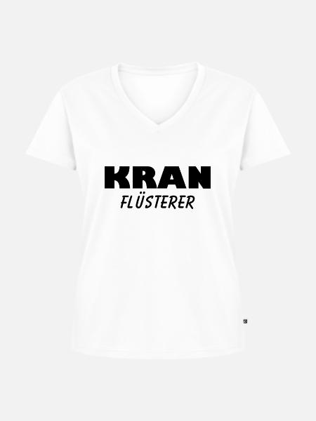 kran flüsterer - Frauen Premium Bio T-Shirt mit V-Ausschnitt - Weiß