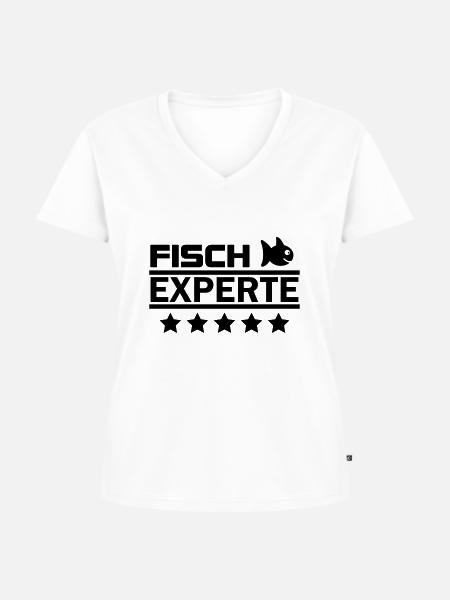 fisch experte - Frauen Premium Bio T-Shirt mit V-Ausschnitt - Weiß
