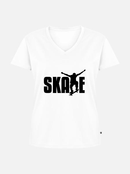 skate - Frauen Premium Bio T-Shirt mit V-Ausschnitt - Weiß