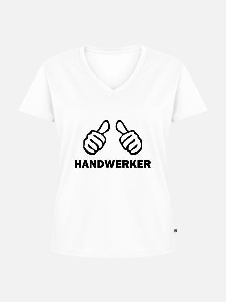 handwerker - Frauen Premium Bio T-Shirt mit V-Ausschnitt - Weiß