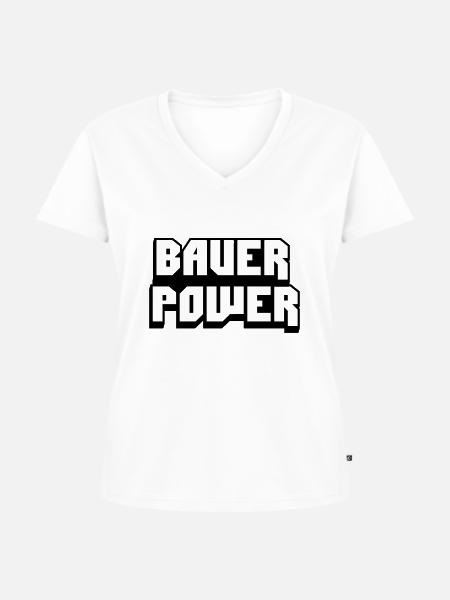 bauer power - Frauen Premium Bio T-Shirt mit V-Ausschnitt - Weiß
