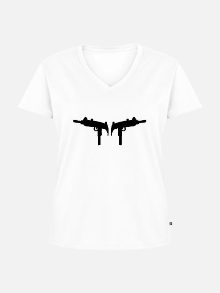 Uzi Maschinenpistole - Frauen Premium Bio T-Shirt mit V-Ausschnitt - Weiß