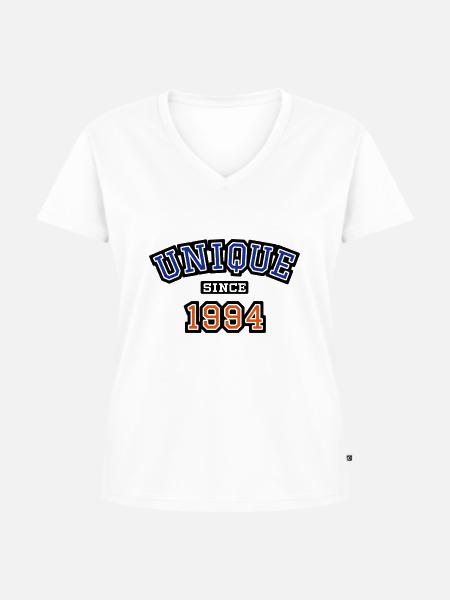 Unique Since 1994 - Frauen Premium Bio T-Shirt mit V-Ausschnitt - Weiß