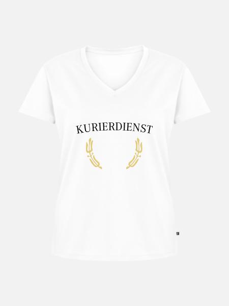 Kurierdienst Lorbeer - Frauen Premium Bio T-Shirt mit V-Ausschnitt - Weiß
