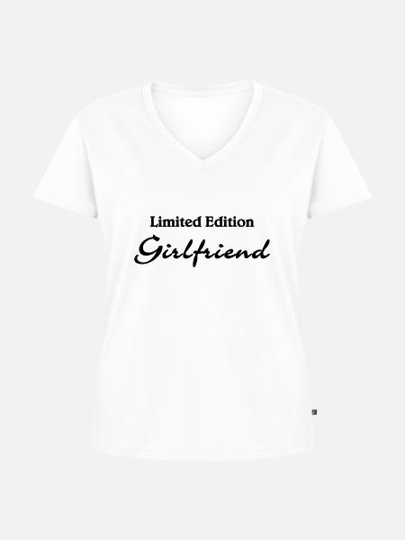 Limited Edition Girlfriend - Frauen Premium Bio T-Shirt mit V-Ausschnitt - Weiß