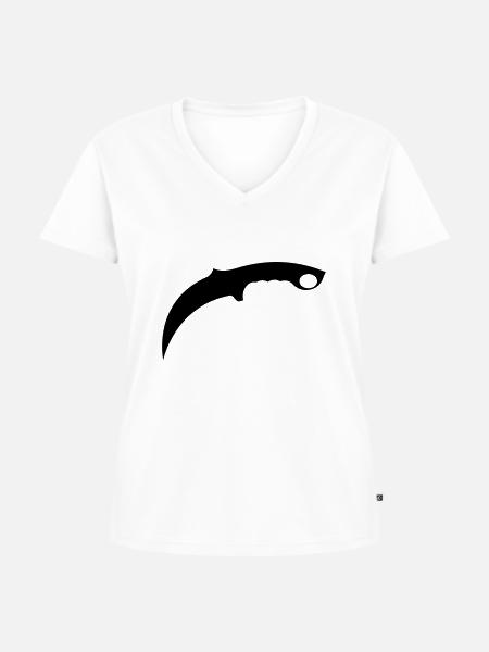 Messer 1 - Frauen Premium Bio T-Shirt mit V-Ausschnitt - Weiß