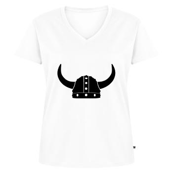 Casque de viking Comik - T-shirt encolure en V Premium bio Femme - blanc - Devant - AI Model Female 172 dark (172cm)
