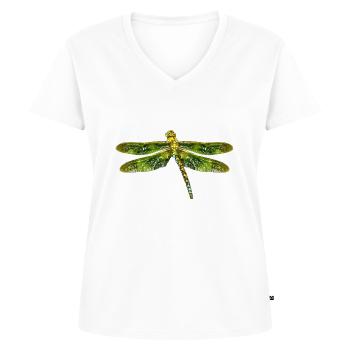 libellule - T-shirt encolure en V Premium bio Femme - blanc - Devant - AI Model Female 172 dark (172cm)