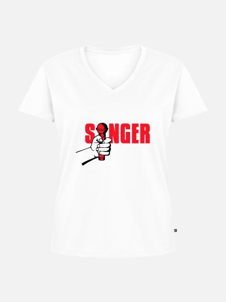 singer - Frauen Premium Bio T-Shirt mit V-Ausschnitt - Weiß